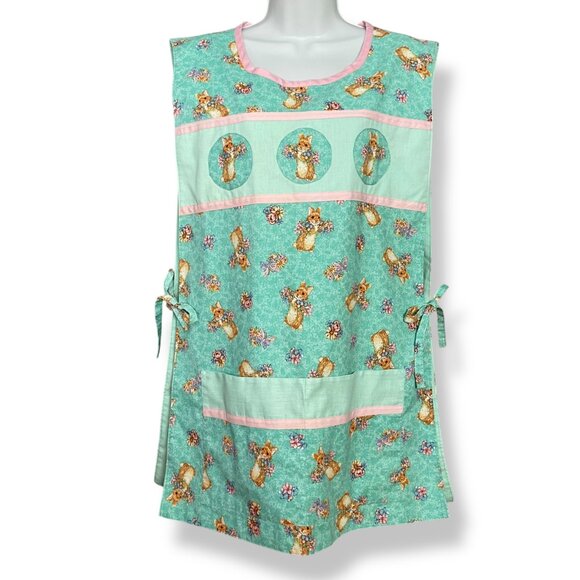 Handmade Apron Bunny Rabbit Pattern Women Twee Animal Flowers Kitchen Artist Fun - Picture 12 of 12